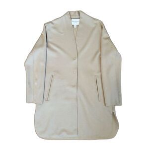 Carolina Belle Womens XS 0 2 Trench Coat V Neck Beige Tan Button Pocket